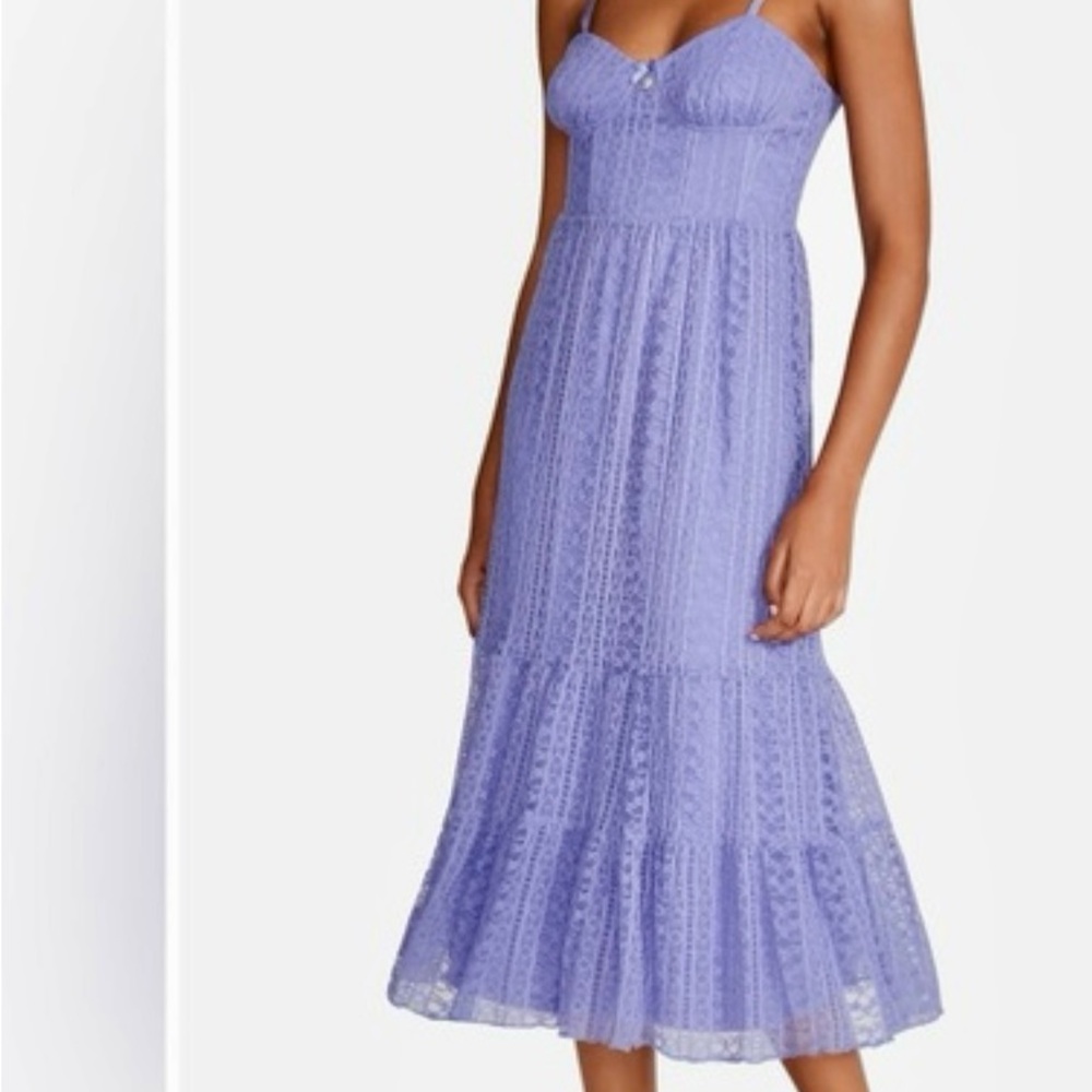 Betsy Johnson Elegant Purple Lace Midi Dress